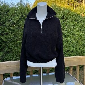 Icône⎪Black Quarter Zip Plush Sweater